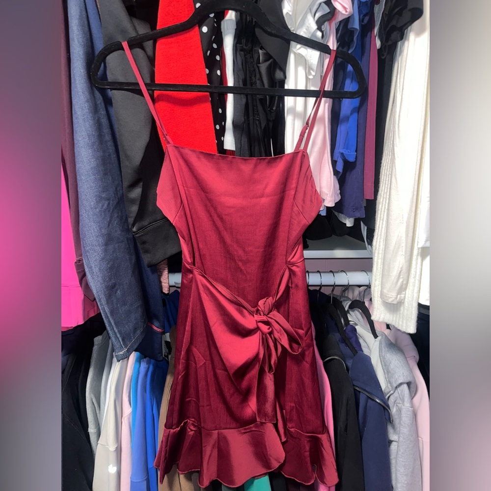 NWT: Princess Polly Deep Red Satin Mini Dress